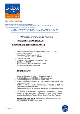 Communication Financière 2018