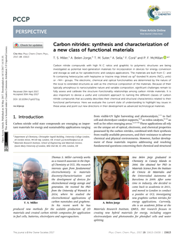 Carbon Nitrides: Synthesis and Characterization of a New Class of Functional Materials Cite This: Phys