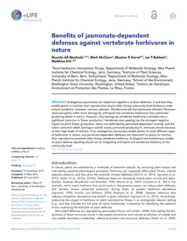 Benefits of Jasmonate-Dependent Defenses Against Vertebrate