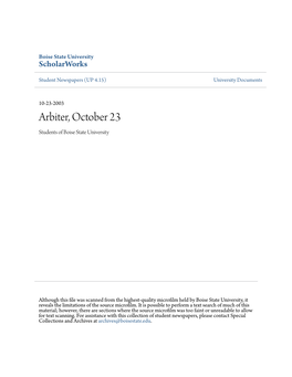 Arbiter, October 23 Students of Boise State University