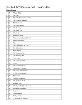 Star Trek TOS Captain's Collection Checklist