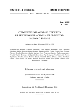 Senato Della Repubblica Camera Dei Deputati Xiv Legislatura