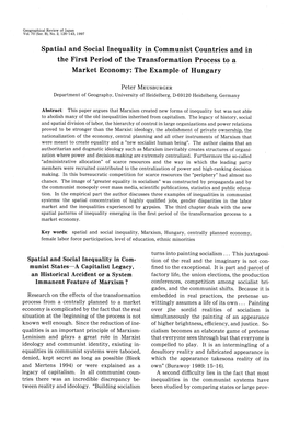 Spatial and Social Inequality in Communist Countries and in the First Period of the Transformation Process to a Market Economy: the Example of Hungary