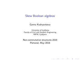 Skew Boolean Algebras