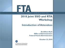 2018 Joint SSO and RTA Workshop