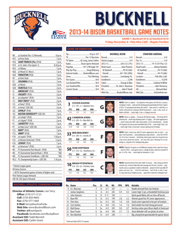 2013-14 Bison Basketball Game Notes