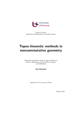 Topos-Theoretic Methods in Noncommutative Geometry