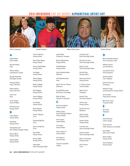 2014 Indigenous Fine Art Market Alphabetical Artist List