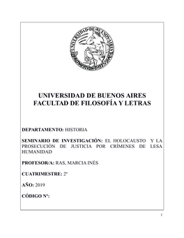 Universidad De Buenos Aires Facultad De Filosofía Y Letras