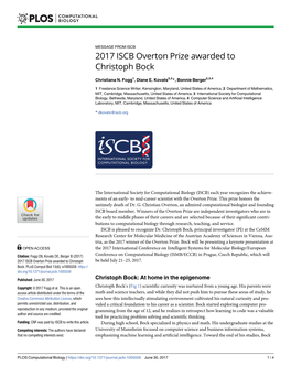 2017 ISCB Overton Prize Awarded to Christoph Bock