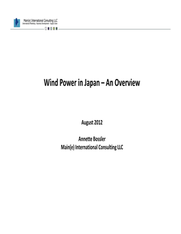 Wind Power in Japan – an Overview