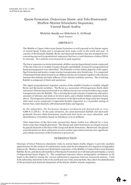 Qasim Formation: Ordovician Storm- and Tide-Dominated Shallow-Marine Siliciclastic Sequences, Central Saudi Arabia