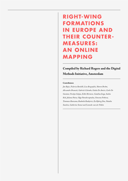 Right-Wing Formations in Europe and Their Counter- Measures: an Online Mapping