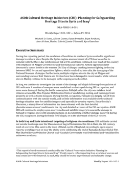 (CHI): Planning for Safeguarding Heritage Sites in Syria and Iraq1