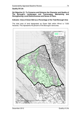 Sustainability Appraisal Baseline Review 74 Quality of Life