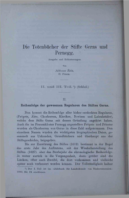 Die Totenbücher Der Stifte Geras Und Pernegg