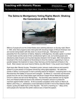 The Selma to Montgomery Voting Rights March: Shaking the Conscience of the Nation