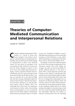 Theories of Computer- Mediated Communication and Interpersonal Relations