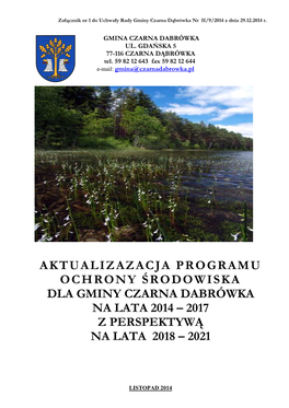 Aktualizazacja Programu Ochrony Środowiska Dla Gminy Czarna Dabrówka Na Lata 2014 – 2017 Z Perspektywą Na Lata 2018 – 2021