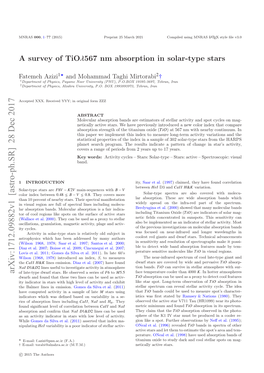 A Survey of Tio {\Lambda} 567 Nm Absorption in Solar-Type Stars
