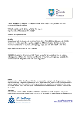 The Popular Geopolitics of Film Motivated Chinese Tourism