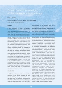 Current State of Knowledge of the Maltese Non-Marine Fauna (2003)