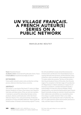 Un Village Français. a French Auteur(S) Series on a Public Network