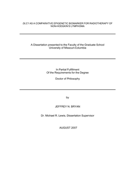 A Dissertation Presented to the Faculty of the Graduate School University of Missouri-Columbia