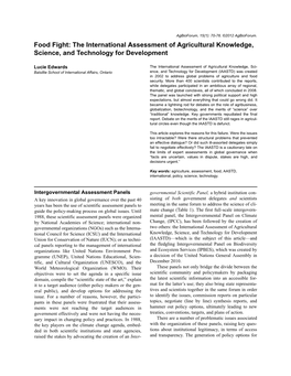 The International Assessment of Agricultural Knowledge, Science, and Technology for Development