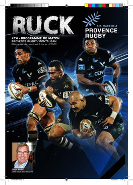 PROGRAMME DE MATCH PROVENCE RUGBY/MONTAUBAN 20Ème Journée - Vendredi 8 Février - 20H00