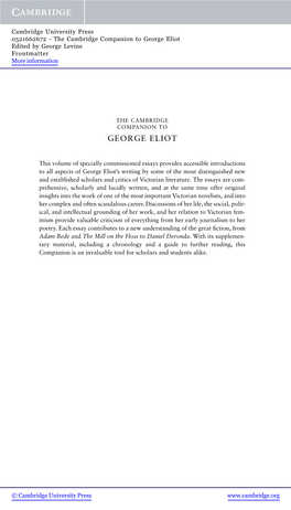 George Eliot Edited by George Levine Frontmatter More Information