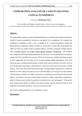 Comparative Analysis of Cases in Granting Capital Punishment