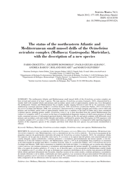 The Status of the Northeastern Atlantic and Mediterranean Small Mussel Drills of the Ocinebrina Aciculata Complex