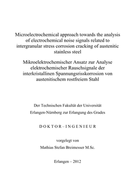 Microelectrochemical Approach Towards the Analysis of Electrochemical Noise Signals Related to Intergranular Stress Corrosion Cracking of Austenitic Stainless Steel