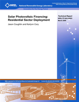 Solar Photovoltaic Financing: Residential Sector Deployment DE-AC36-08-GO28308
