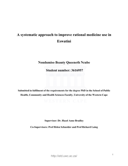 A Systematic Approach to Improve Rational Medicine Use in Eswatini