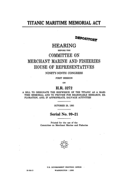 Hearing of the House Merchant Marine and Fisheries Committee On