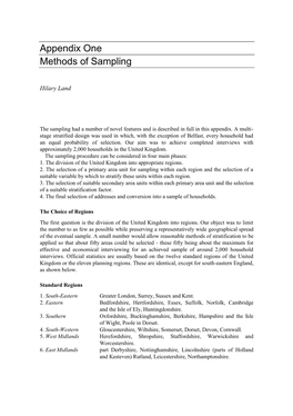 Appendix One Methods of Sampling