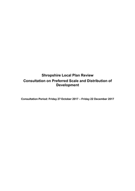 Shropshire Local Plan Review Consultation on Preferred Scale and Distribution of Development