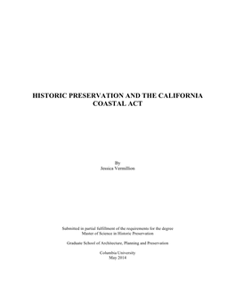 Historic Preservation and the California Coastal Act