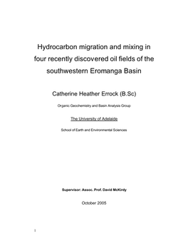 Hydrocarbon Migration and Mixing in Four Recently Discovered Oil Fields of the Southwestern Eromanga Basin