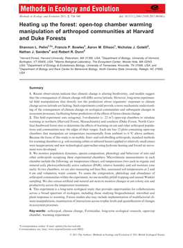 Open-Top Chamber Warming Manipulation of Arthropod Communities at Harvard and Duke Forests