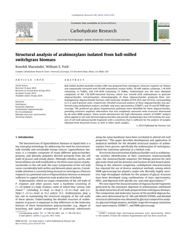 Structural Analysis of Arabinoxylans Isolated from Ball-Milled Switchgrass Biomass