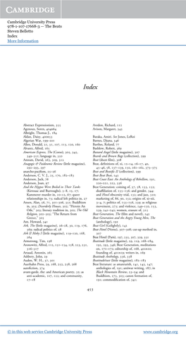 Cambridge University Press 978-1-107-17668-3 — the Beats Steven Belletto Index More Information