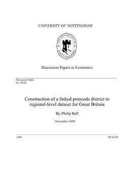 Construction of a Linked Postcode District to Regional-Level Dataset for Great Britain