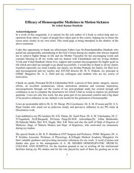 Efficacy of Homoeopathic Medicines in Motion Sickness Dr Ashok Kumar Dantkale