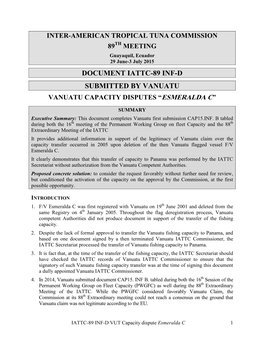 IATTC-89 INF-D VUT Capacity Dispute Esmeralda C 1