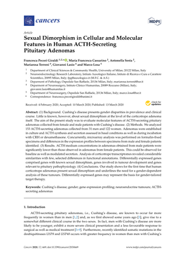 Sexual Dimorphism in Cellular and Molecular Features in Human ACTH-Secreting Pituitary Adenomas