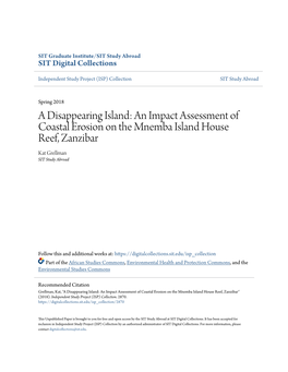 An Impact Assessment of Coastal Erosion on the Mnemba Island House Reef, Zanzibar Kat Grellman SIT Study Abroad