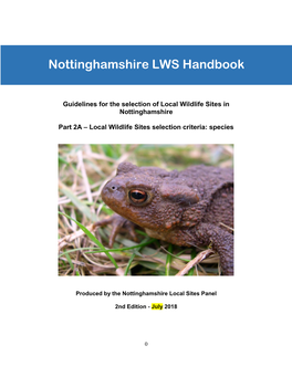 Nottinghamshire Local Wildlife Sites Handbook